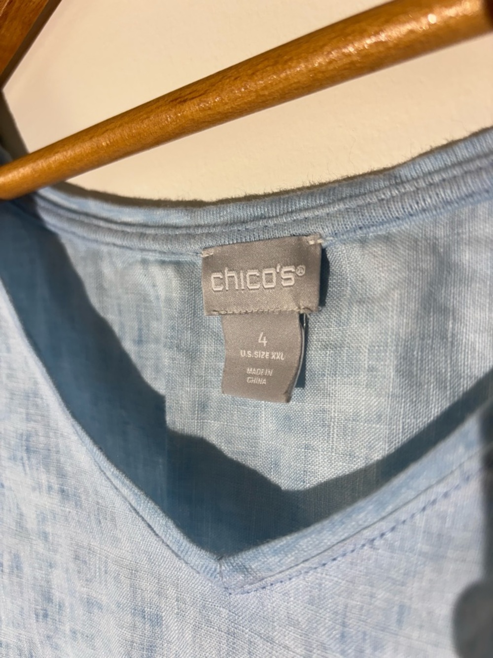 Chico's Light Blue V-Neck Women's Top Size XXL - Picture 3 of 5